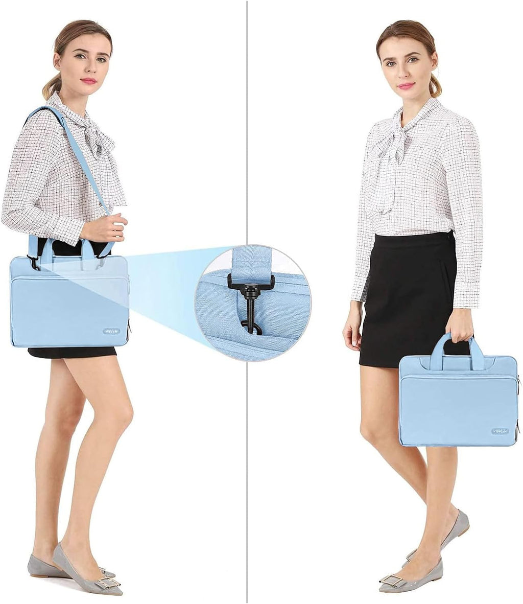 360 Protective Laptop Shoulder Bag Compatible with Macbook Pro 16 Inch 2021 2022 M1 A2485/2019-2020 A2141/Pro 15 A1398, 15-15.6 Inch Notebook, Matching Color Sleeve with Belt, Airy Blue